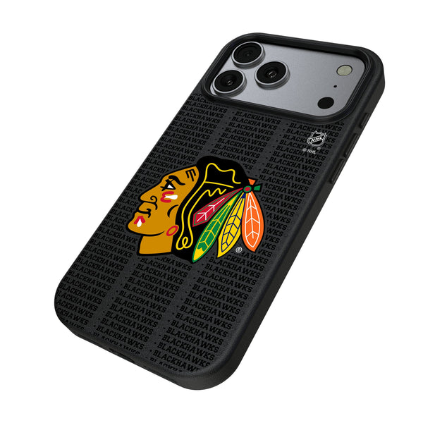 Chicago Blackhawks Text Backdrop iPhone MagSafe Compatible Phone Case for Apple iPhone Iso.Jpg