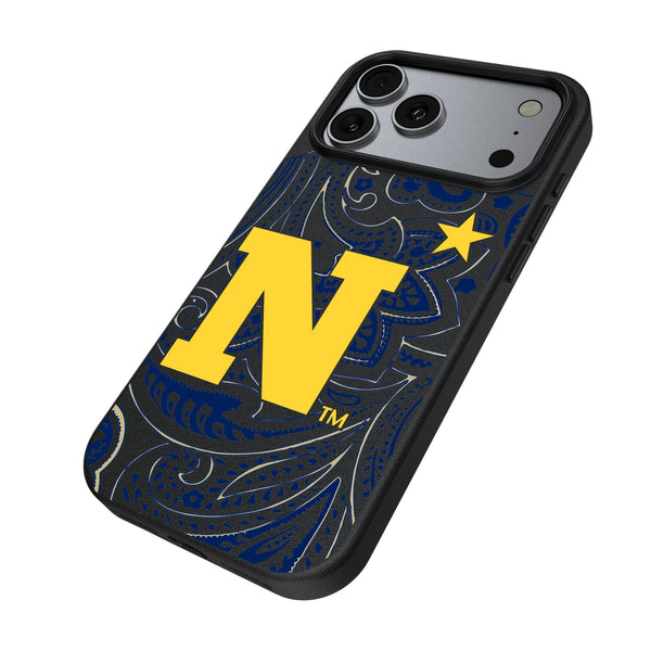 United State Naval Academy Midshipmen Paisley iPhone MagSafe Compatible Phone Case for Apple iPhone Iso.Jpg