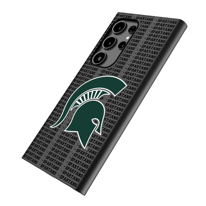 Michigan State University Spartans Text Backdrop Galaxy MagSafe Compatible Phone Case Iso.Jpg