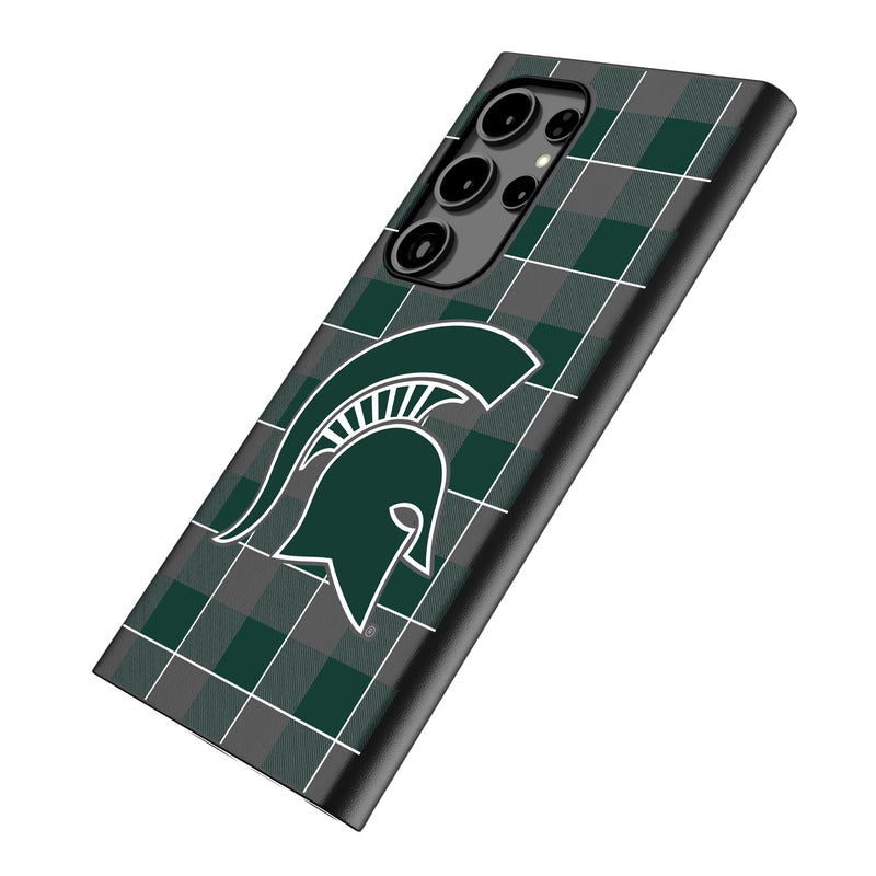 Michigan State University Spartans Plaid Galaxy MagSafe Compatible Phone Case Iso.Jpg