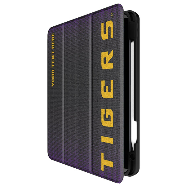 Louisiana State University Tigers Personalized Linen iPad Tablet Case for Apple iPad Front.Jpg