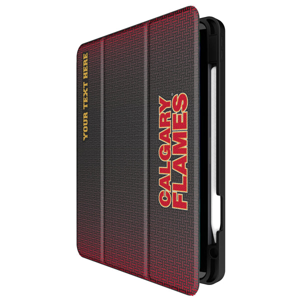 Calgary Flames Personalized Linen iPad Tablet Case for Apple iPad Front.Jpg
