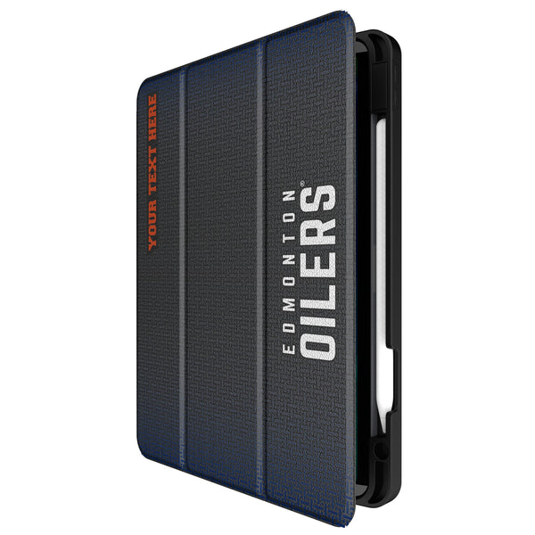 Edmonton Oilers Personalized Linen iPad Tablet Case for Apple iPad Front.Jpg