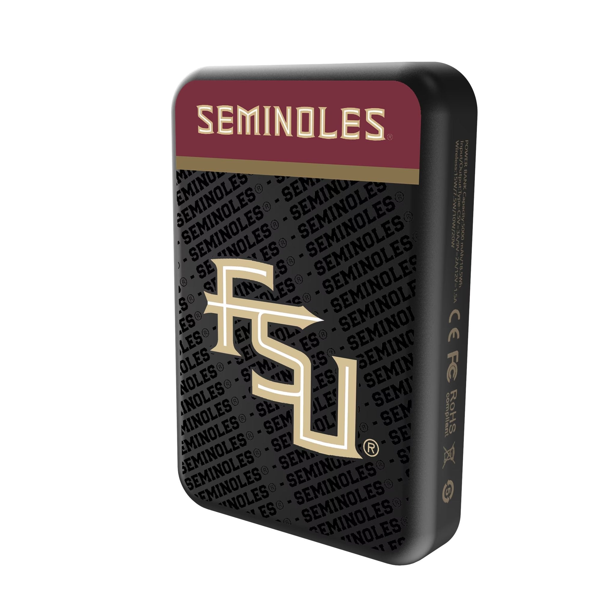 Florida State University Seminoles Athletic Wordmark Endzone Plus Wireless Mag Power Bank Solo.Jpg