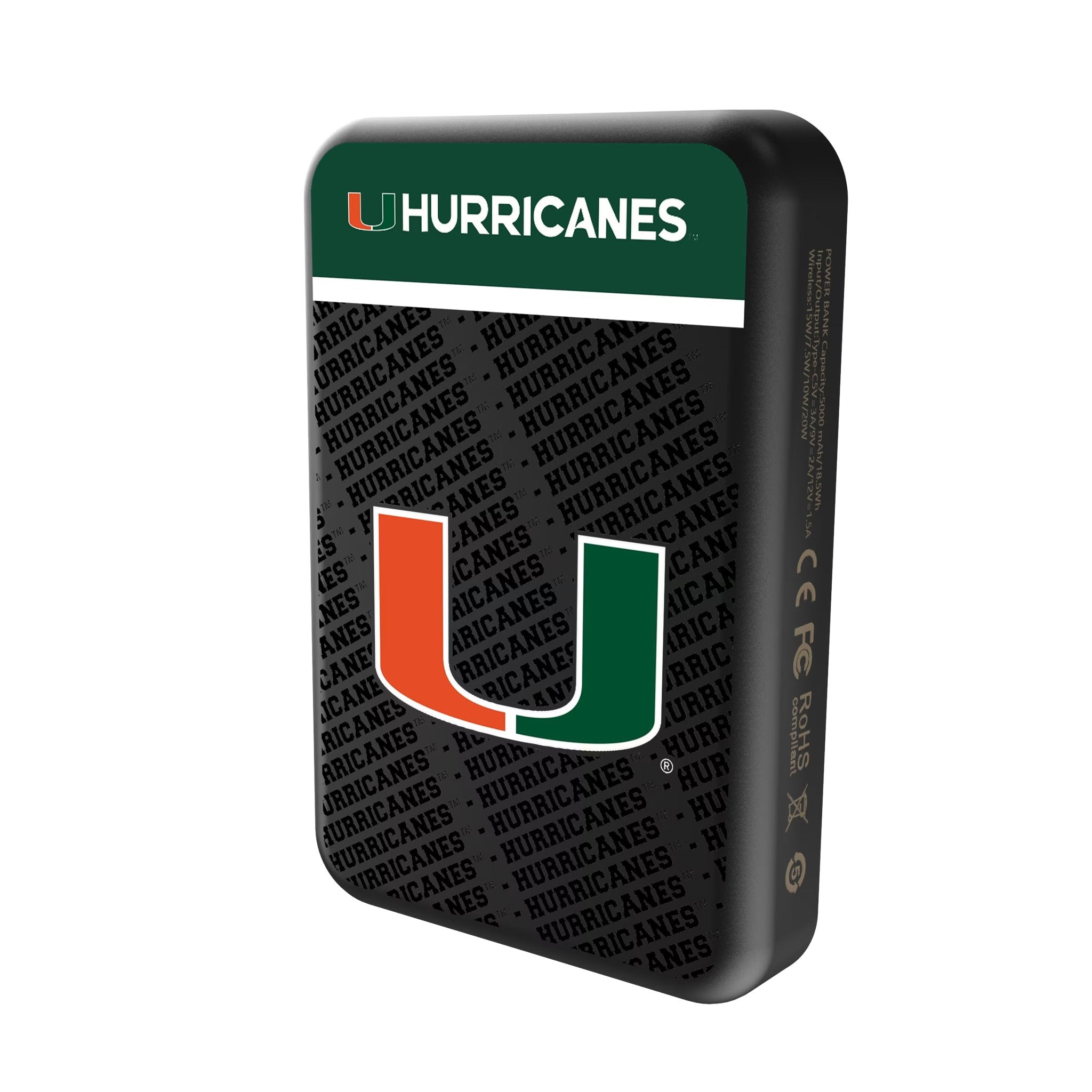 University of Miami Hurricanes Endzone Plus Wireless Mag Power Bank Solo.Jpg