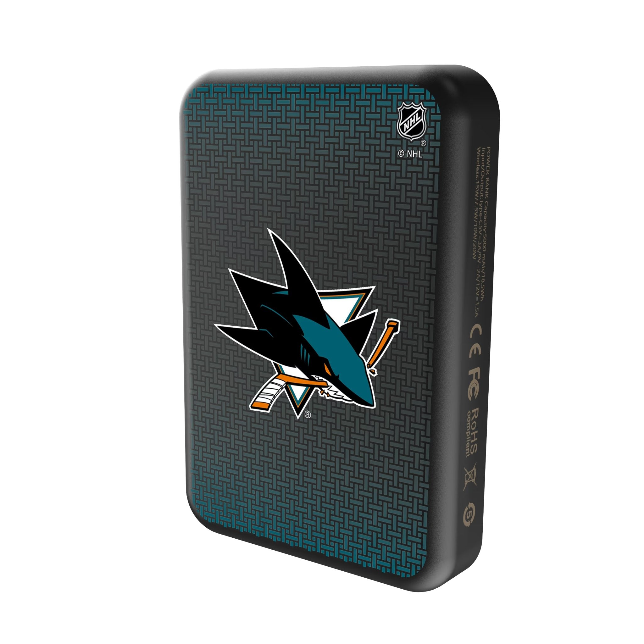 San Jose Sharks Linen Wireless Mag Power Bank Solo.Jpg