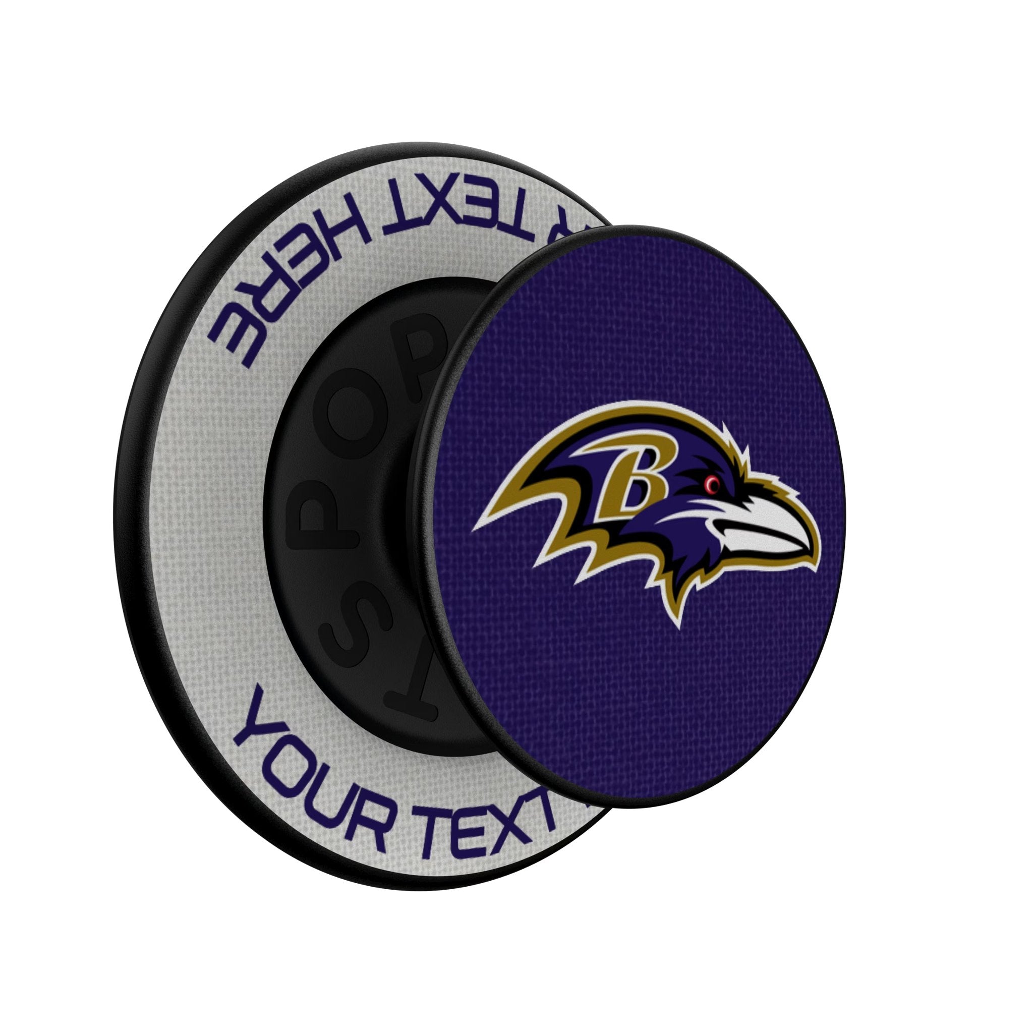 Baltimore Ravens Personalized Endzone Solid Popsockets Round Magnetic Iso.Jpg