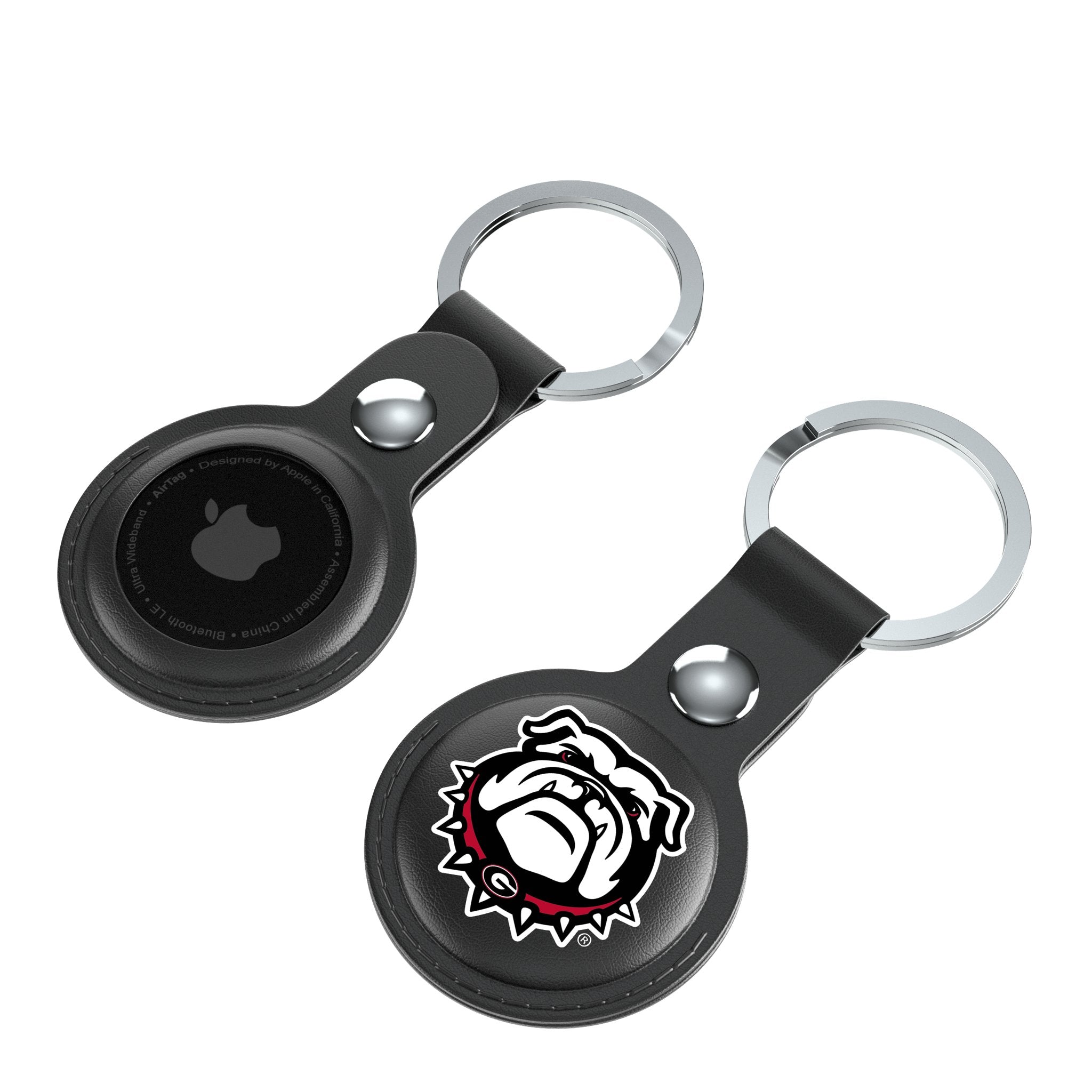 University of Georgia Bulldogs Uga Insignia AirTag Black Airtag Holder 2-Pack Iso.Jpg