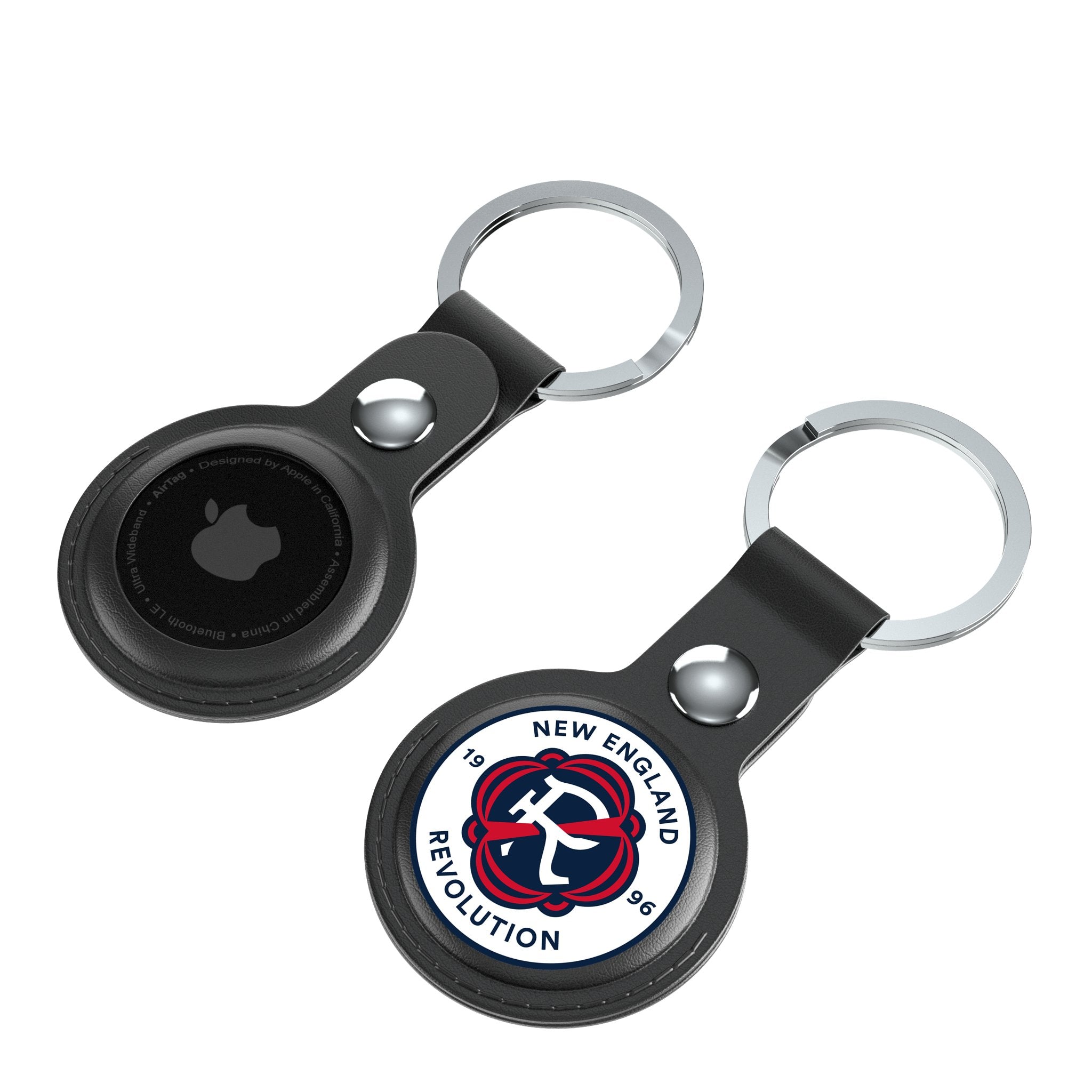 New England Revolution  Insignia AirTag Black Airtag Holder 2-Pack Iso.Jpg