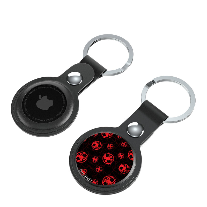 Marvel Miles Morales Pattern AirTag Black Airtag Holder 2-Pack Iso.Jpg