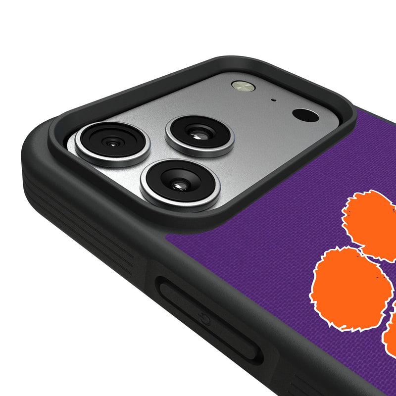 Clemson University Tigers Personalized Stripe iPhone Bump Phone Case for Apple iPhone Detail.Jpg