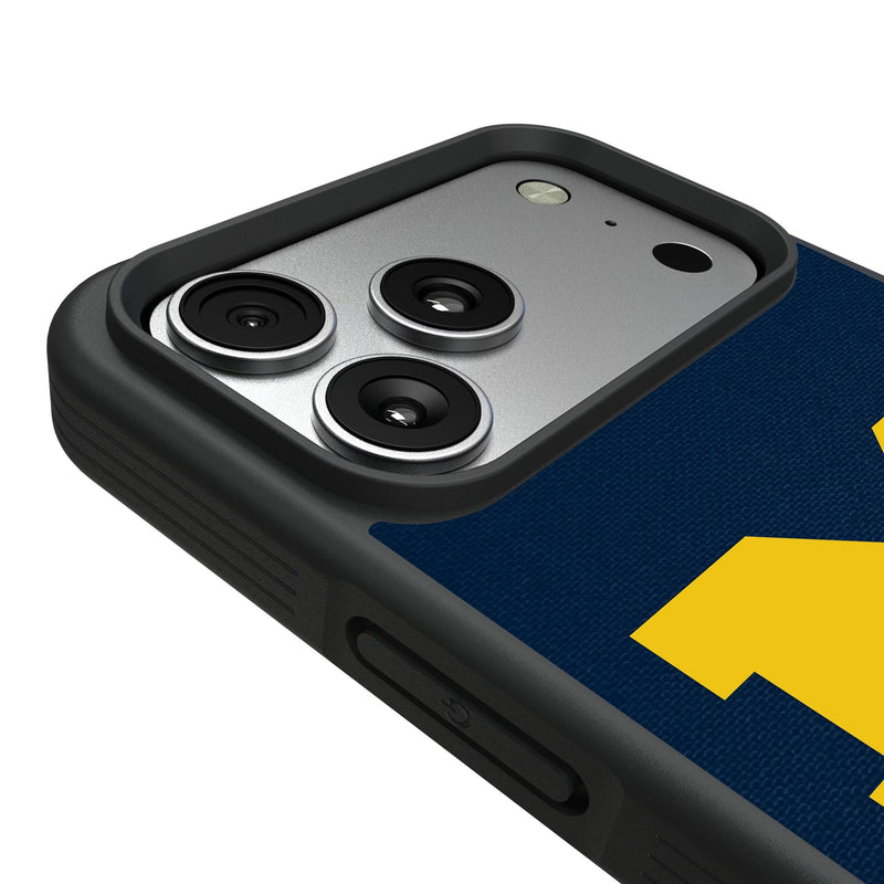 University of Michigan Wolverines Personalized Stripe iPhone Bump Phone Case for Apple iPhone Detail.Jpg