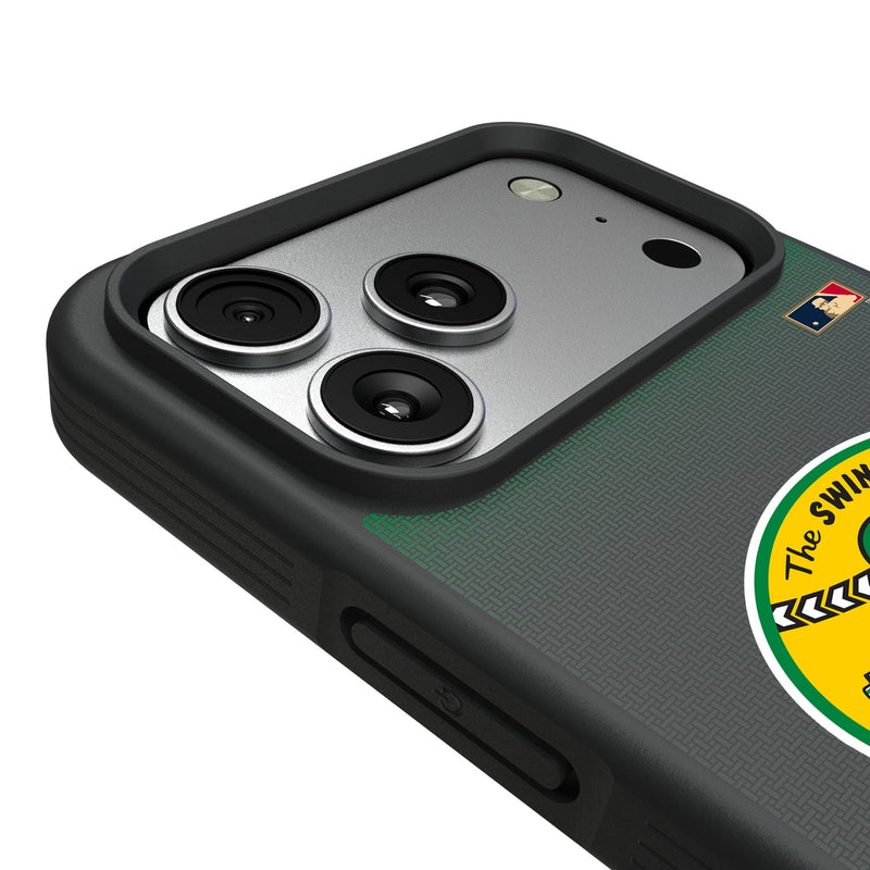 Oakland As 1971-1981 - Cooperstown Collection Linen iPhone Bump Phone Case for Apple iPhone Detail.Jpg