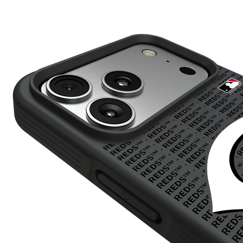 Cincinnati Reds Text Backdrop iPhone Bump Phone Case for Apple iPhone Detail.Jpg