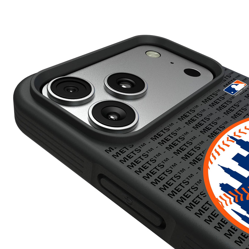 New York Mets Text Backdrop iPhone Bump Phone Case for Apple iPhone Detail.Jpg