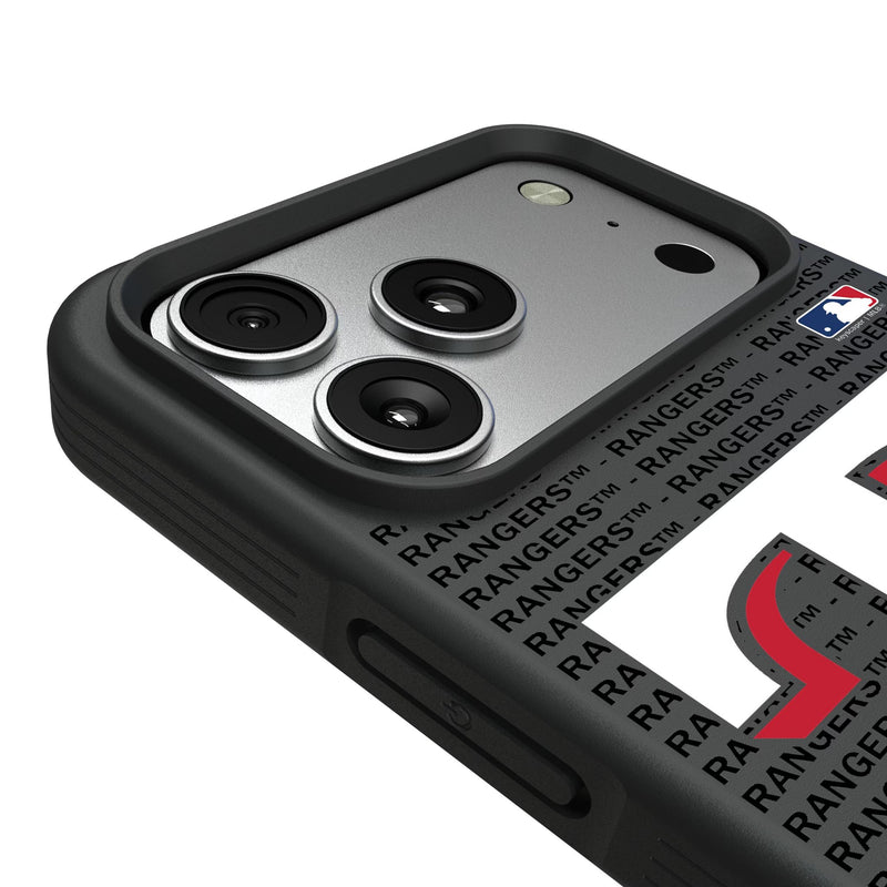 Texas Rangers Text Backdrop iPhone Bump Phone Case for Apple iPhone Detail.Jpg