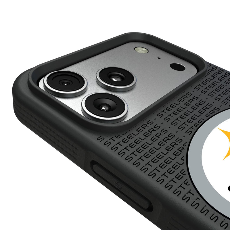 Pittsburgh Steelers Text Backdrop iPhone Bump Phone Case for Apple iPhone Detail.Jpg