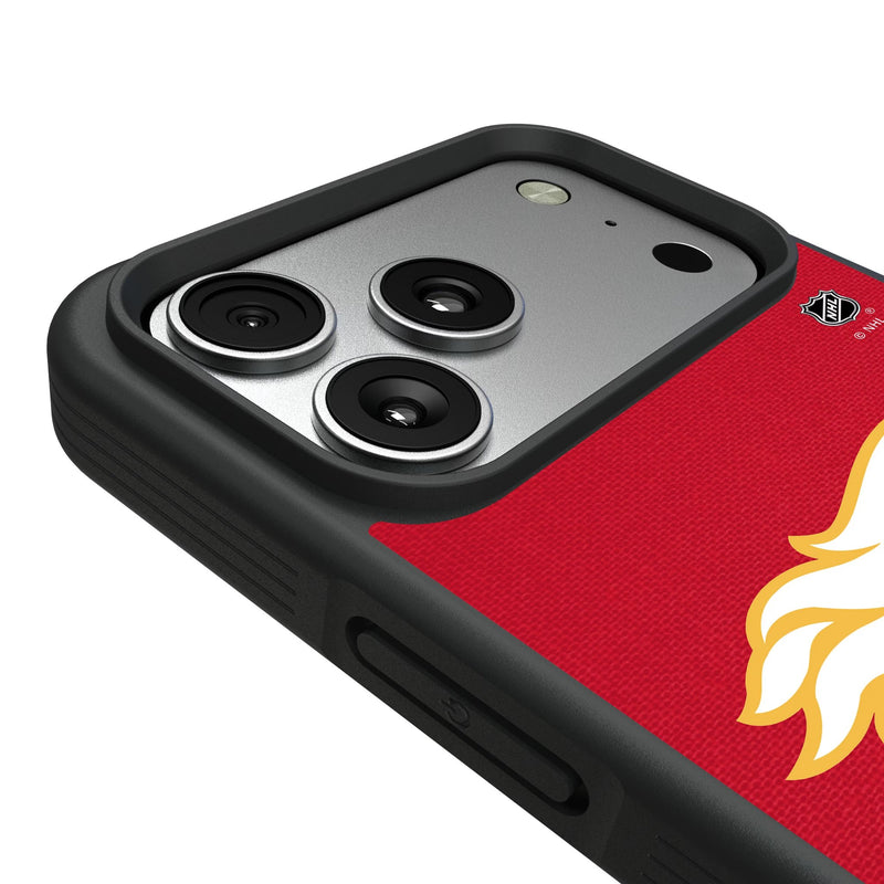 Calgary Flames Personalized Stripe iPhone Bump Phone Case for Apple iPhone Detail.Jpg