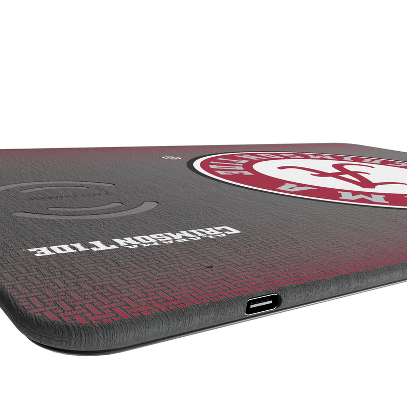 University of Alabama Crimson Tide Linen 15-Watt Wireless Charger and Mouse Pad Port.Jpg