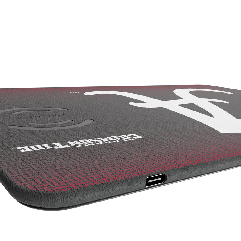 University of Alabama Crimson Tide Script A Linen 15-Watt Wireless Charger and Mouse Pad Port.Jpg