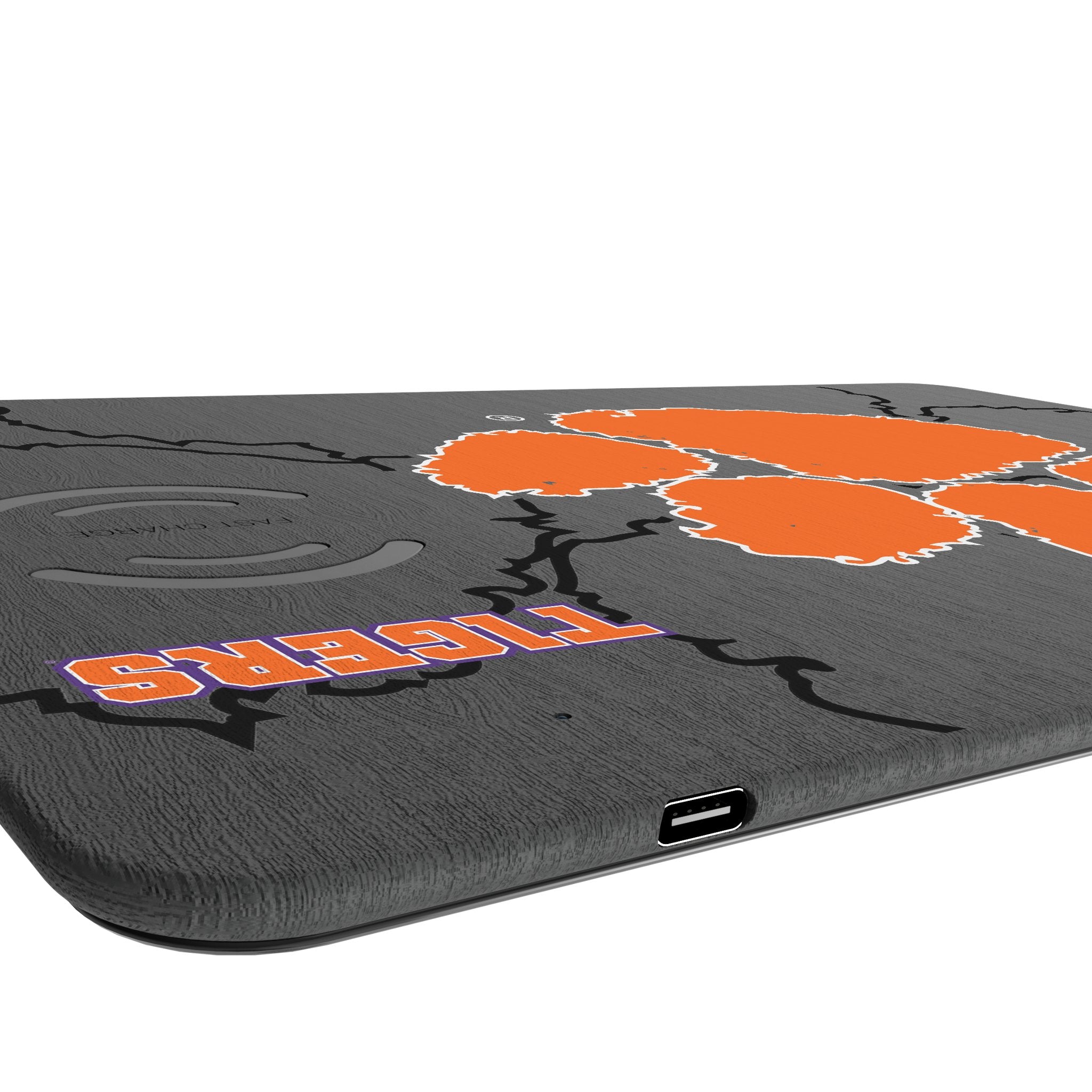 Clemson University Tigers Monocolor Tilt 15-Watt Wireless Charger and Mouse Pad Port.Jpg