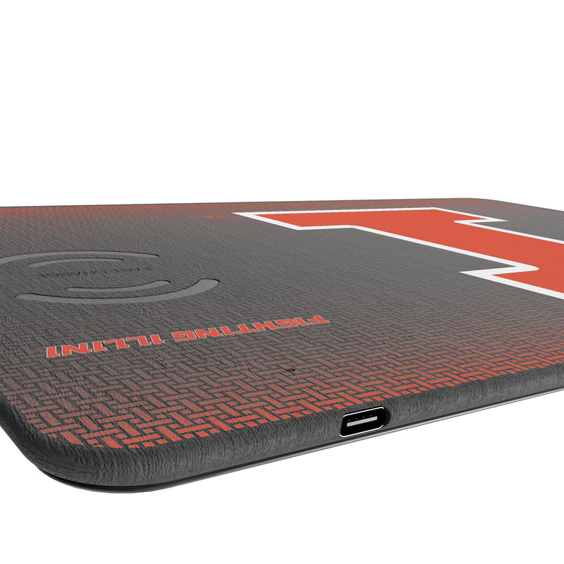 University of Illinois Fighting Illini Linen 15-Watt Wireless Charger and Mouse Pad Port.Jpg