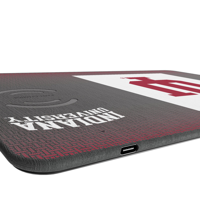 Indiana University Hoosiers Linen 15-Watt Wireless Charger and Mouse Pad Port.Jpg