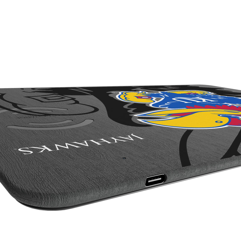 University of Kansas Jayhawks Monocolor Tilt 15-Watt Wireless Charger and Mouse Pad Port.Jpg