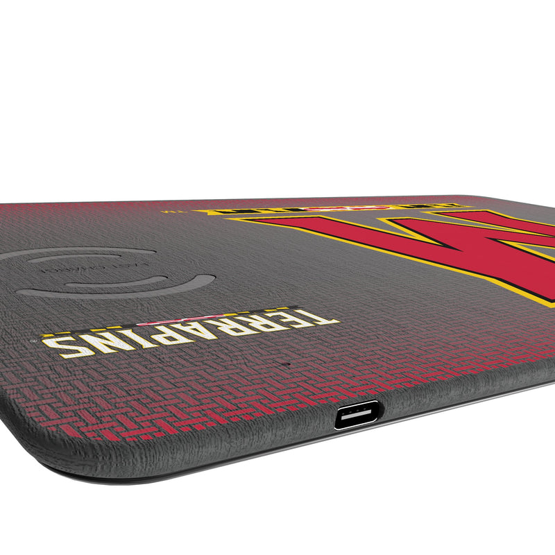 University of Maryland Terrapins Linen 15-Watt Wireless Charger and Mouse Pad Port.Jpg