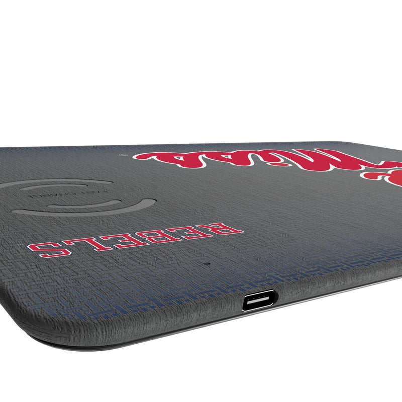 University of Mississippi Rebels Linen 15-Watt Wireless Charger and Mouse Pad Port.Jpg