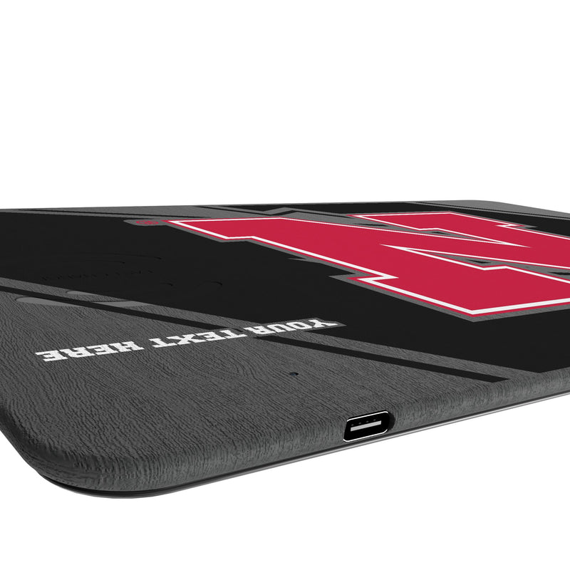 University of Nebraska Huskers Block N Personalized Tilt 15-Watt Wireless Charger and Mouse Pad Port.Jpg