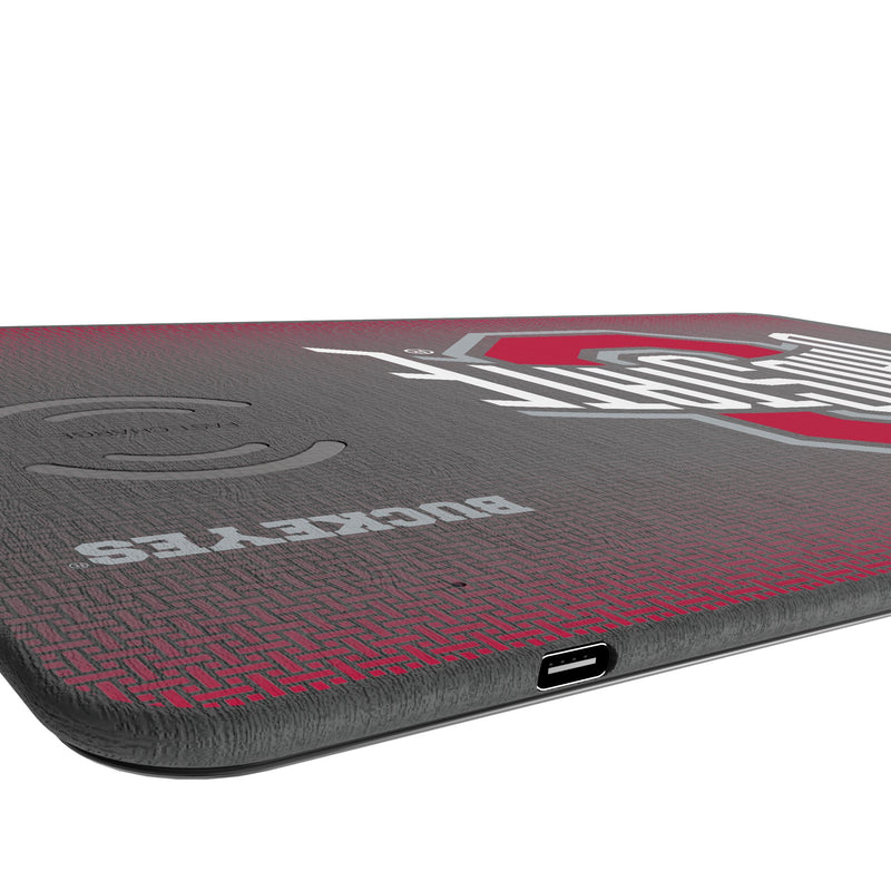 Ohio State University Buckeyes Linen 15-Watt Wireless Charger and Mouse Pad Port.Jpg