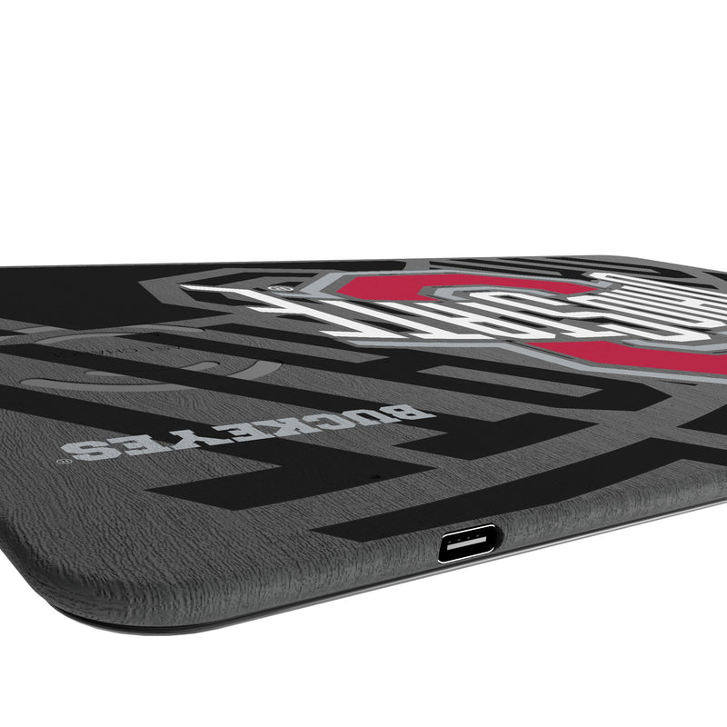 Ohio State University Buckeyes Monocolor Tilt 15-Watt Wireless Charger and Mouse Pad Port.Jpg