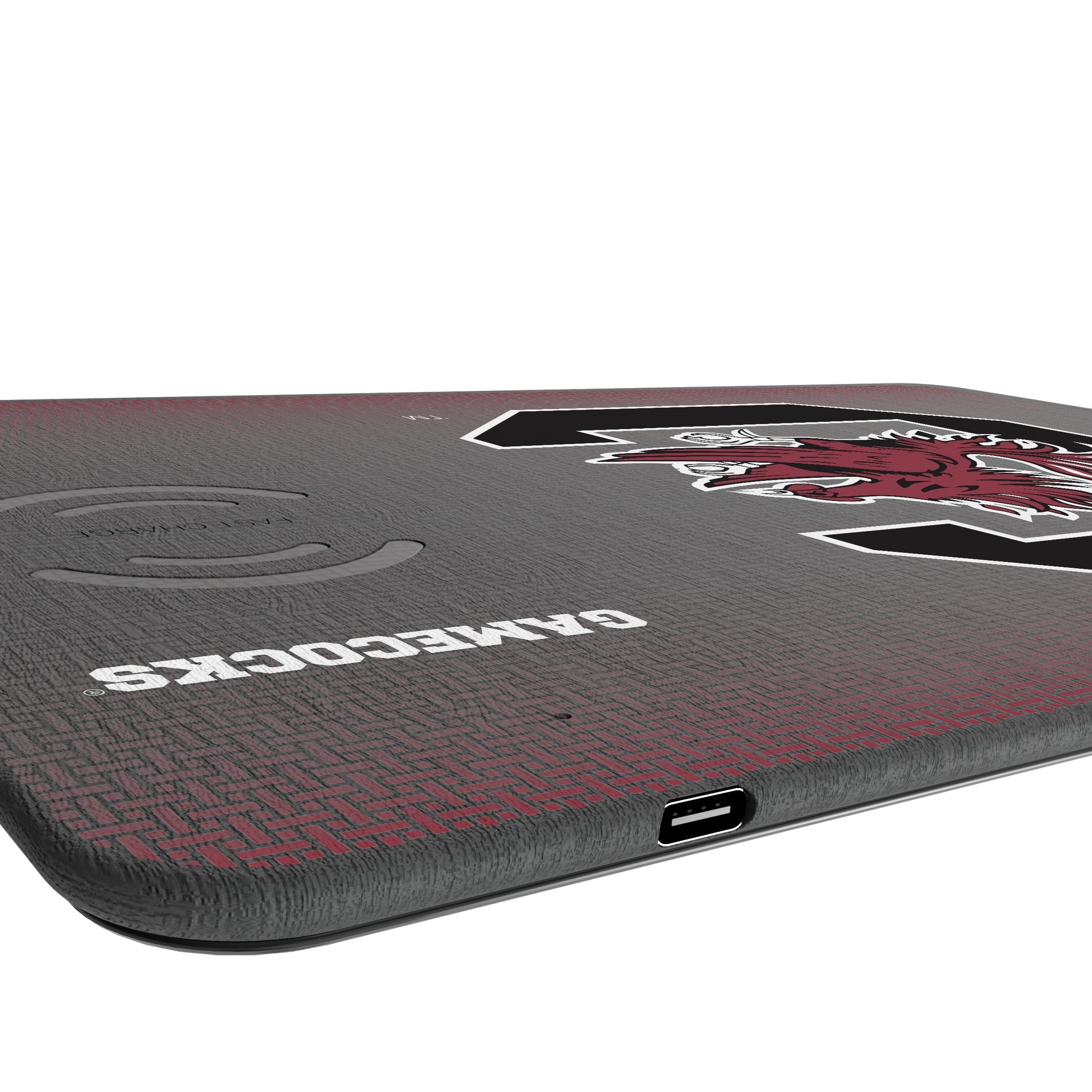 University of South Carolina Gamecocks Linen 15-Watt Wireless Charger and Mouse Pad Port.Jpg