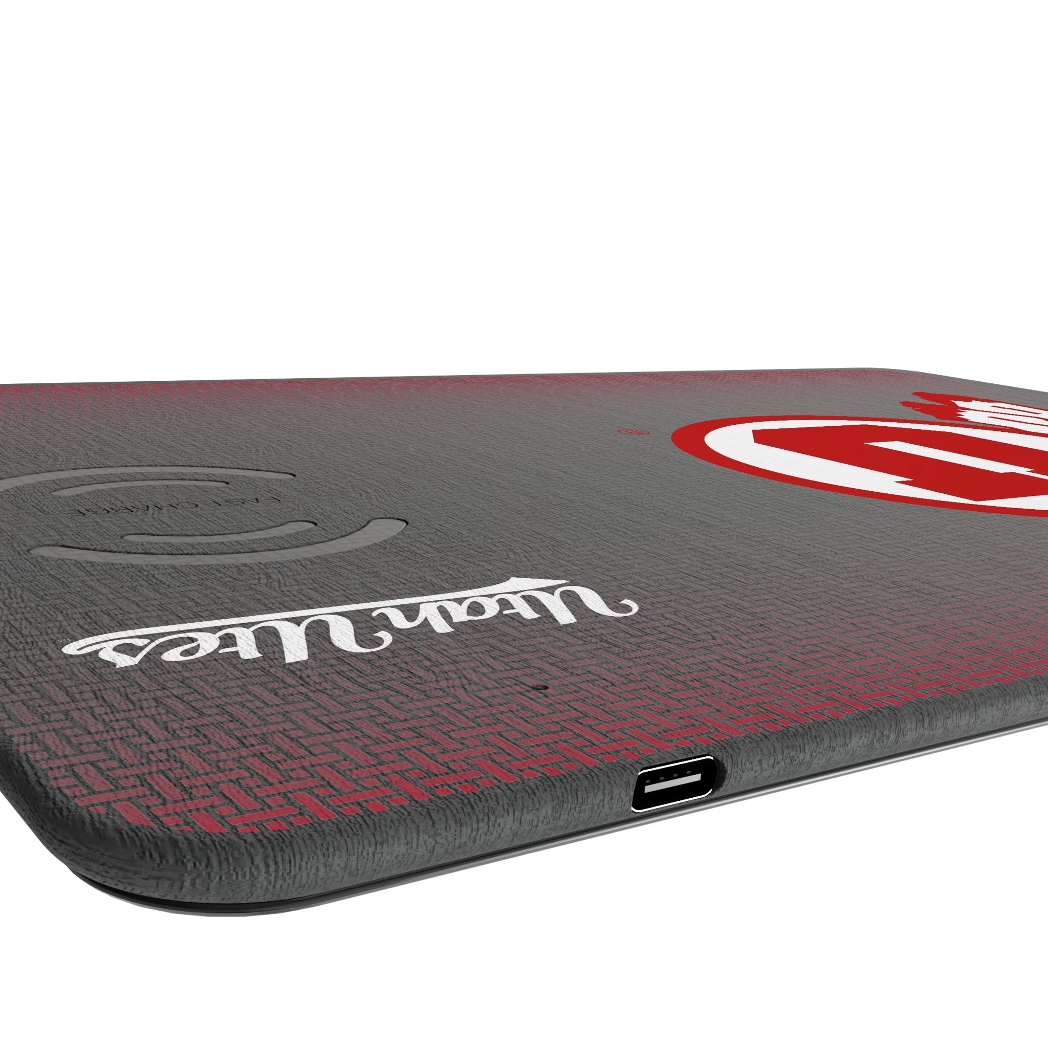 University of Utah Utes Linen 15-Watt Wireless Charger and Mouse Pad Port.Jpg