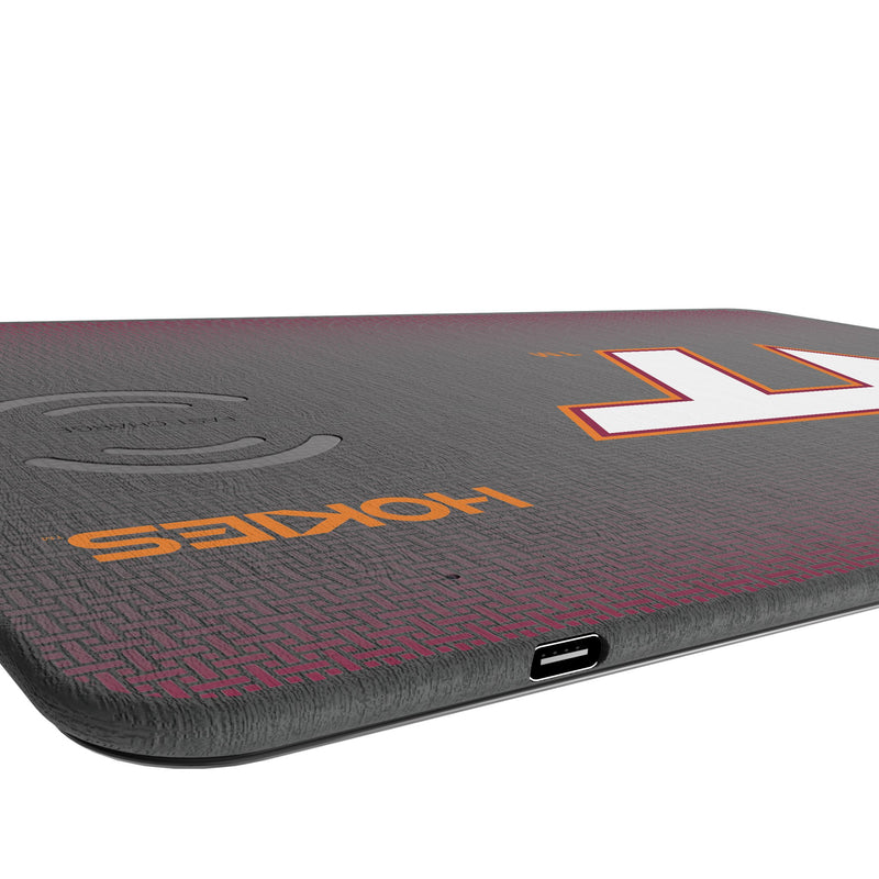 Virginia Tech Hokies Linen 15-Watt Wireless Charger and Mouse Pad Port.Jpg