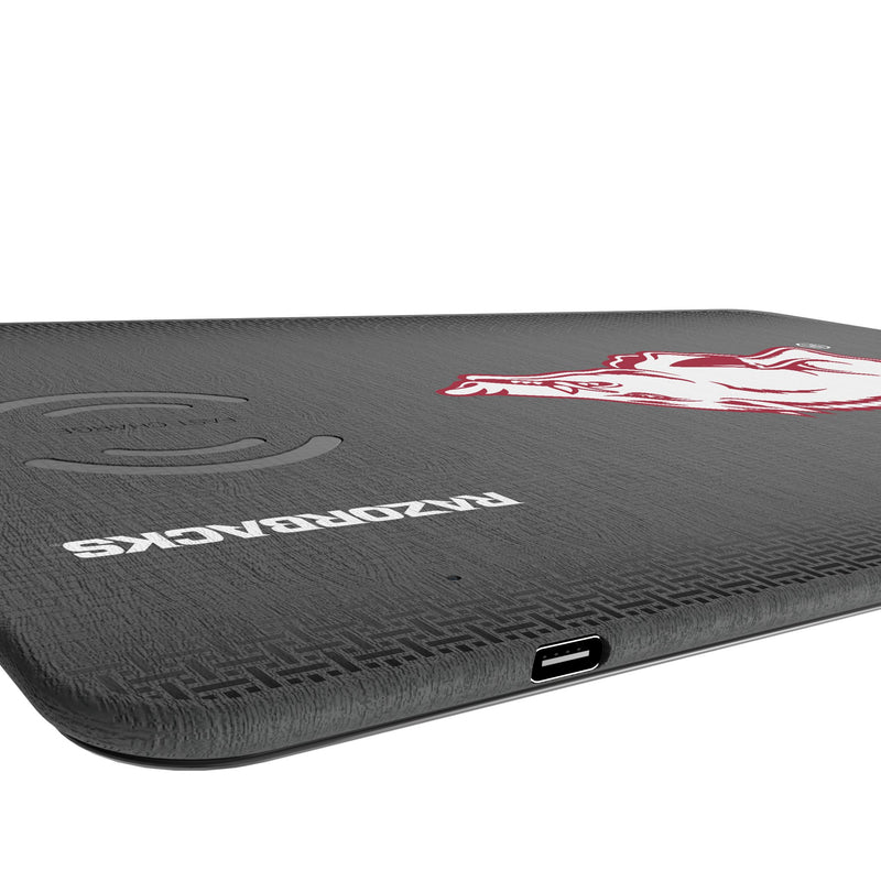 University of Arkansas Fayetteville Razorbacks Linen 15-Watt Wireless Charger and Mouse Pad Port.Jpg