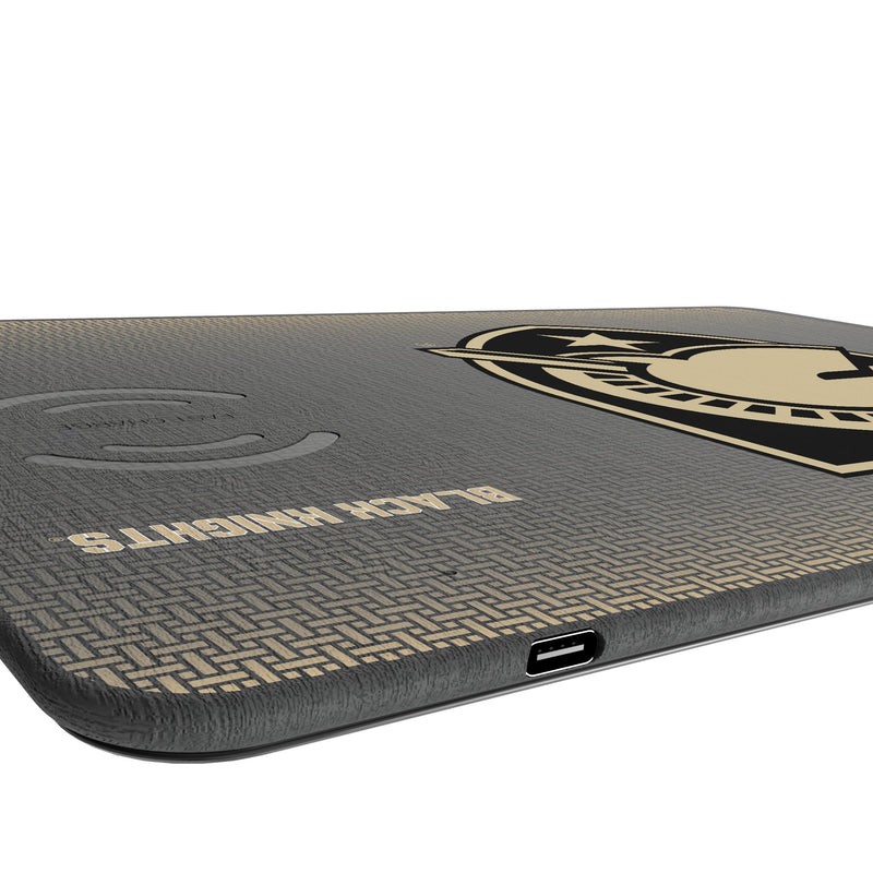 United States Military Academy Black Knights Linen 15-Watt Wireless Charger and Mouse Pad Port.Jpg