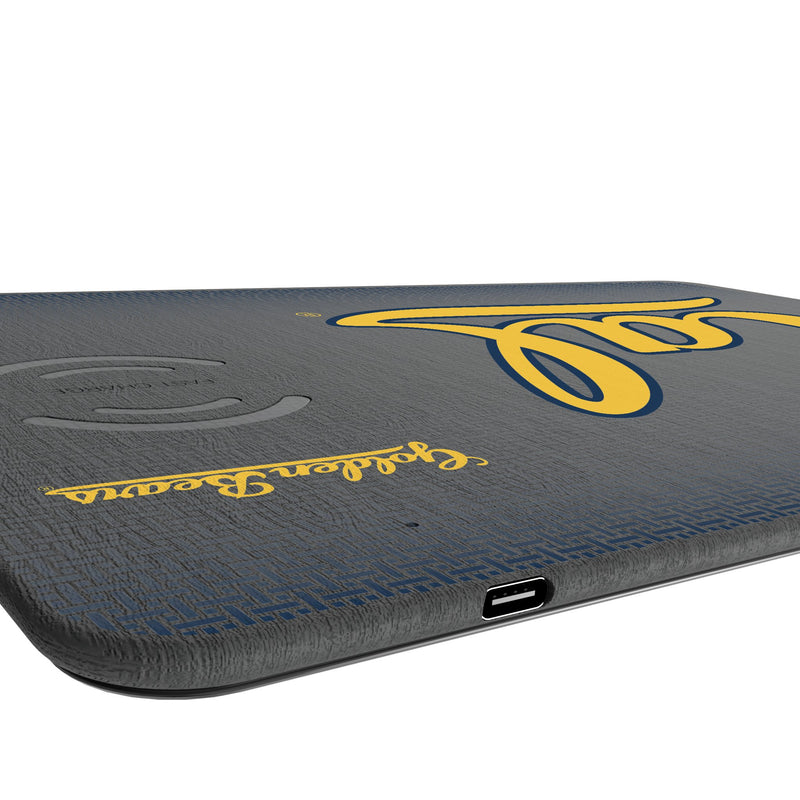 University of California Berkeley Golden Bears Linen 15-Watt Wireless Charger and Mouse Pad Port.Jpg