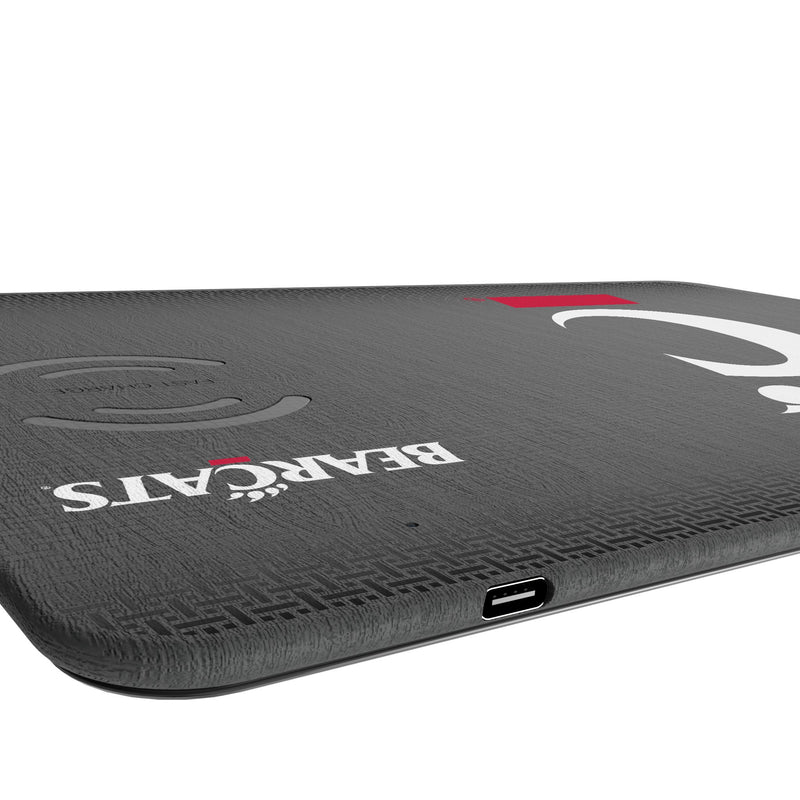 University of Cincinnati Bearcats Linen 15-Watt Wireless Charger and Mouse Pad Port.Jpg