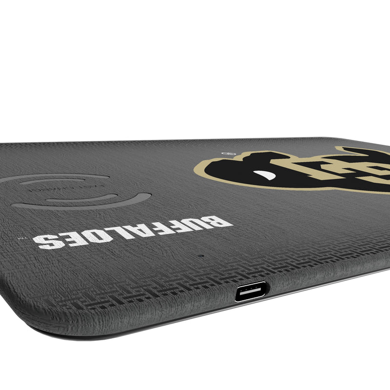 University of Colorado Buffaloes Linen 15-Watt Wireless Charger and Mouse Pad Port.Jpg