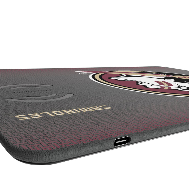 Florida State University Seminoles Linen 15-Watt Wireless Charger and Mouse Pad Port.Jpg