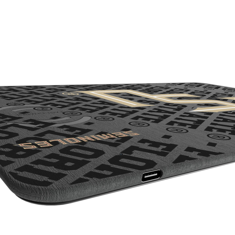 Florida State University Seminoles Athletic Wordmark Monocolor Tilt 15-Watt Wireless Charger and Mouse Pad Port.Jpg
