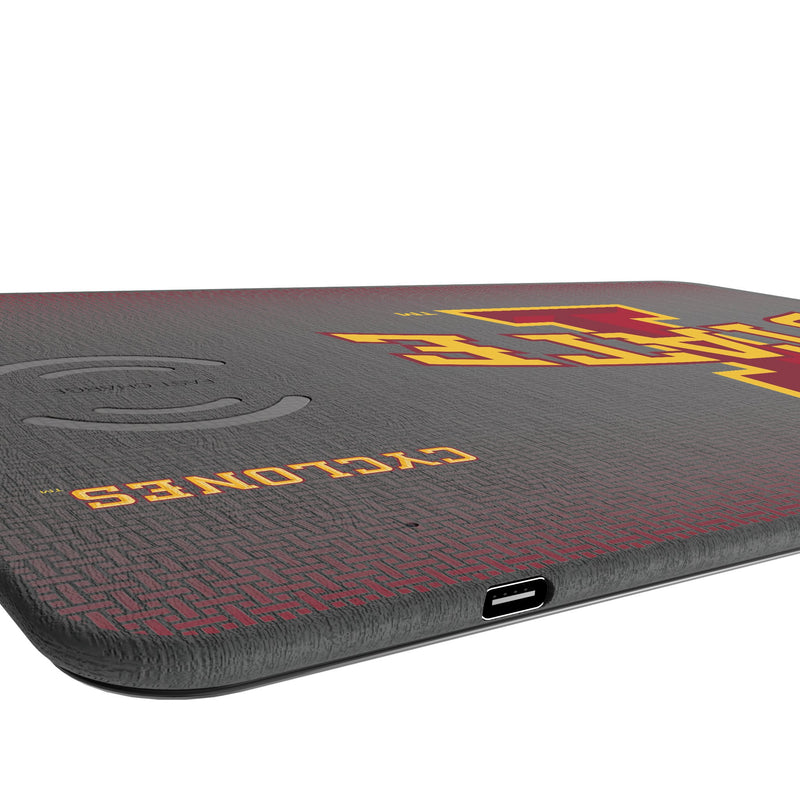 Iowa State University Cyclones Linen 15-Watt Wireless Charger and Mouse Pad Port.Jpg