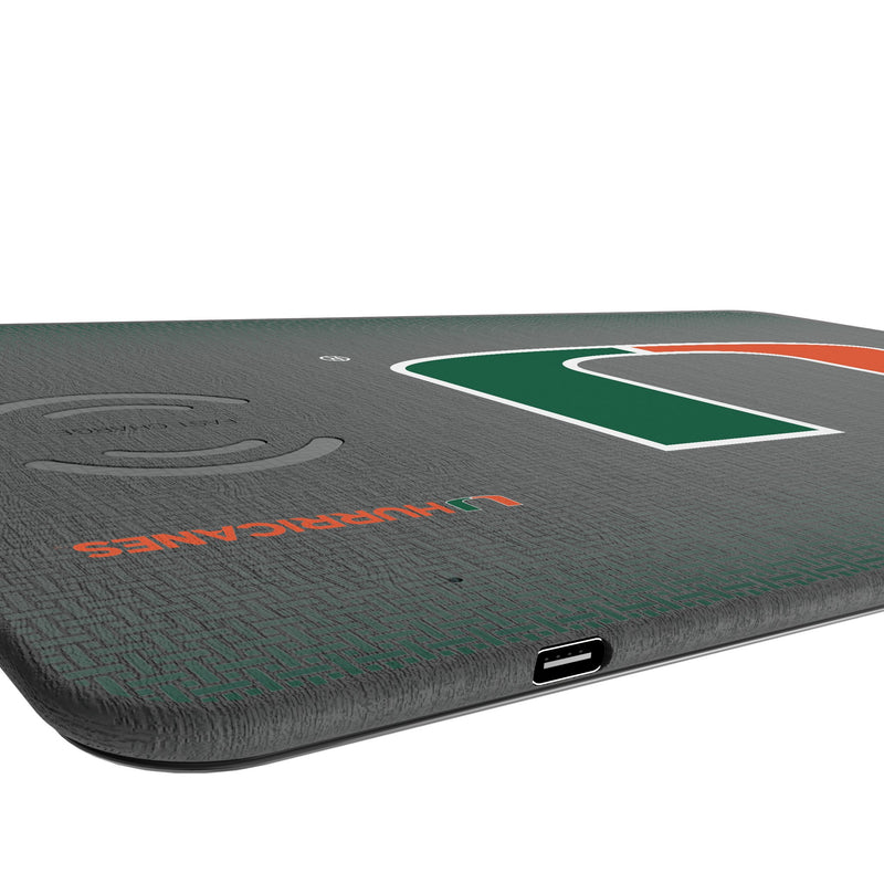 University of Miami Hurricanes Linen 15-Watt Wireless Charger and Mouse Pad Port.Jpg