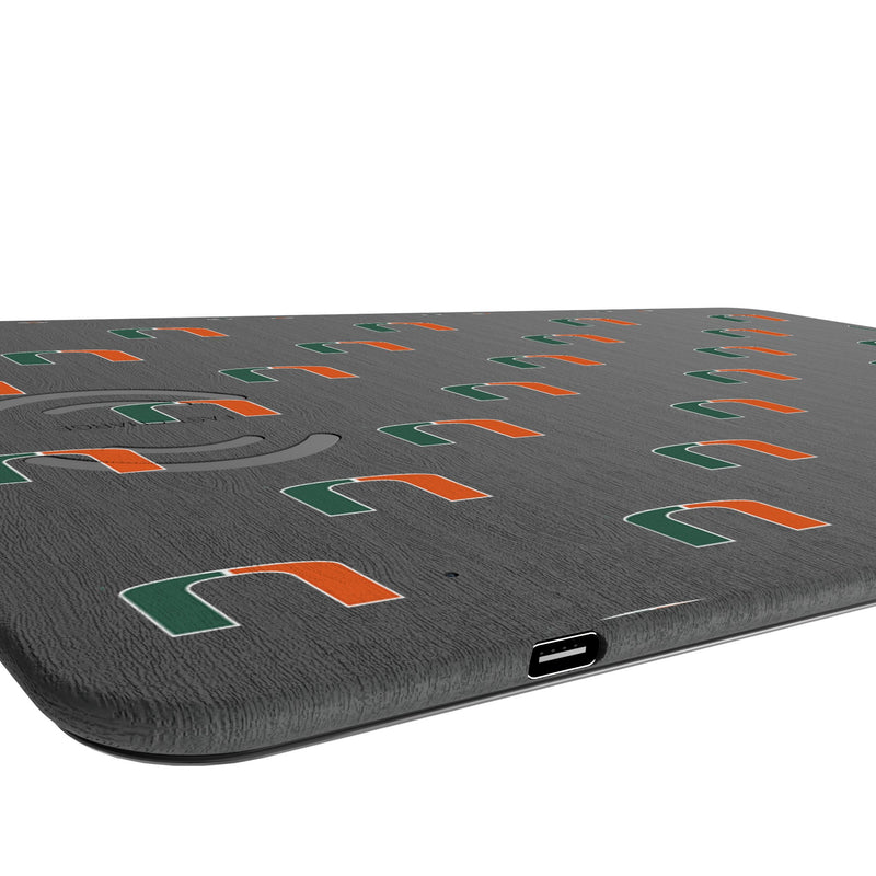 University of Miami Hurricanes Fashion Pattern 15-Watt Wireless Charger and Mouse Pad Port.Jpg