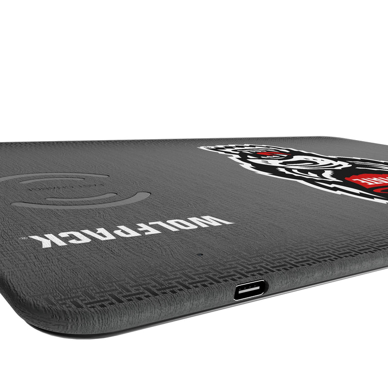 North Carolina State University Wolfpack Linen 15-Watt Wireless Charger and Mouse Pad Port.Jpg