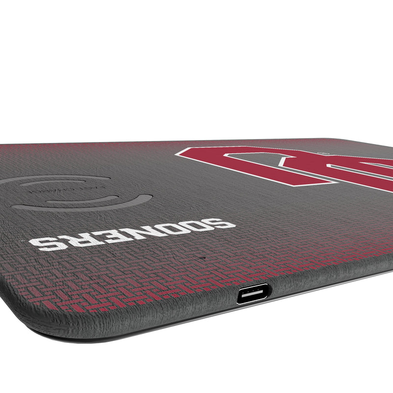 University of Oklahoma Sooners Linen 15-Watt Wireless Charger and Mouse Pad Port.Jpg