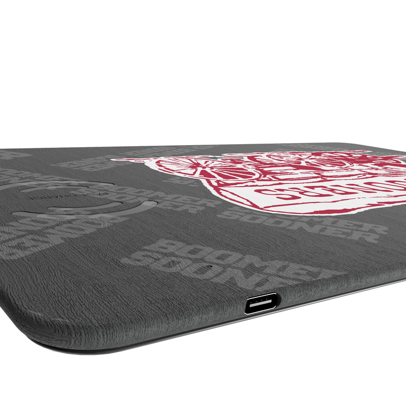 University of Oklahoma Sooners Quadtile 15-Watt Wireless Charger and Mouse Pad Port.Jpg