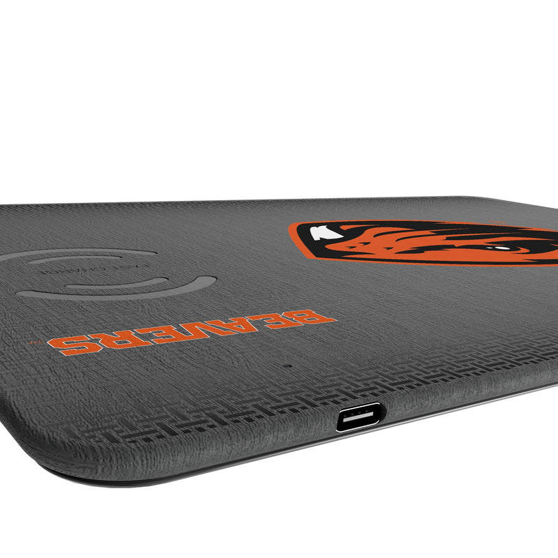 Oregon State University Beavers Linen 15-Watt Wireless Charger and Mouse Pad Port.Jpg